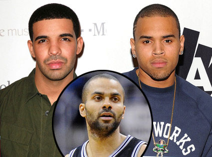 Drake, Chris Brown, Tony Parker Drake, Chris Brown, Tony Parker